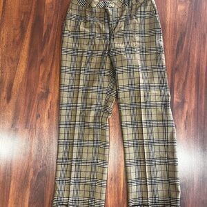 Plaid Straight-Leg Trousers in Beige/Brown and Black